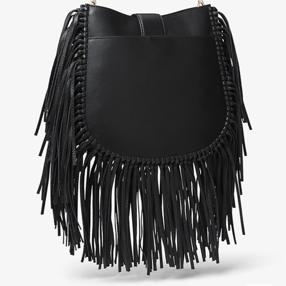 Michael Kors Lillie Medium Fringed Leather Shoulder Bag - Picture 2 of 16